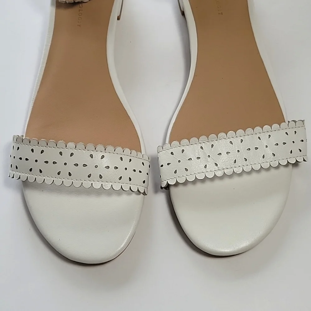 New, Anthropologie wrap around white eyelet leather  sandal  women's size 10